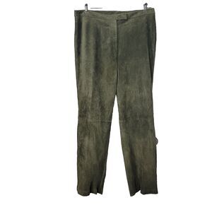 Brandon Thomas size 16P Petite leather pants straight green pockets zip snap